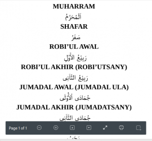 12 bulan hijriah kalender islam bahasa arab-indonesia