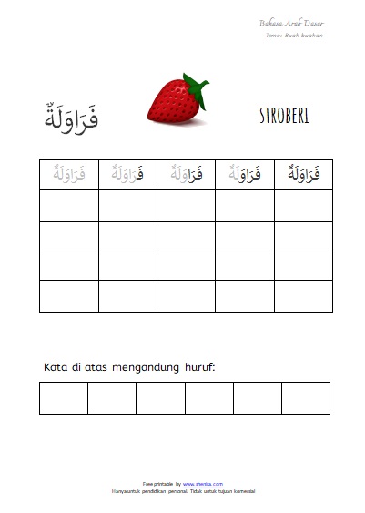 Strawberi dalam bahasa arab